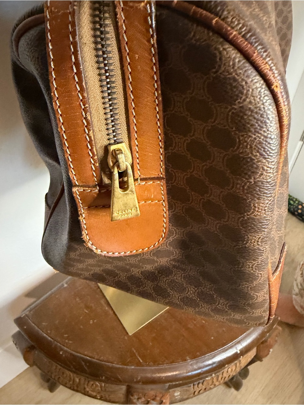 Celine Brown Monogram Boston with Tan Leather Trim - Picture 4 of 12